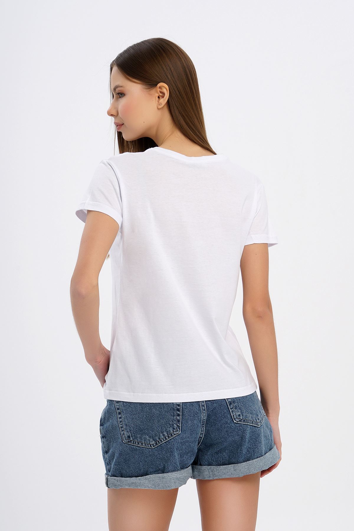 Nakışlı T-shirt-Beyaz