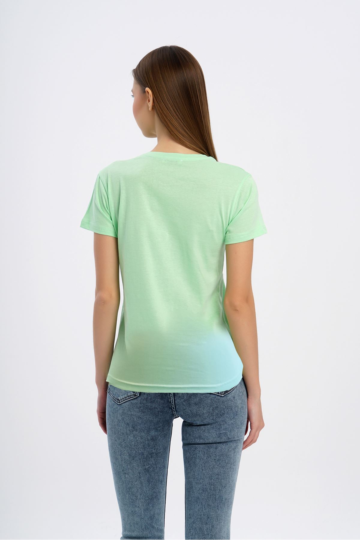 Boncuk Detay T-shirt-Yeşil