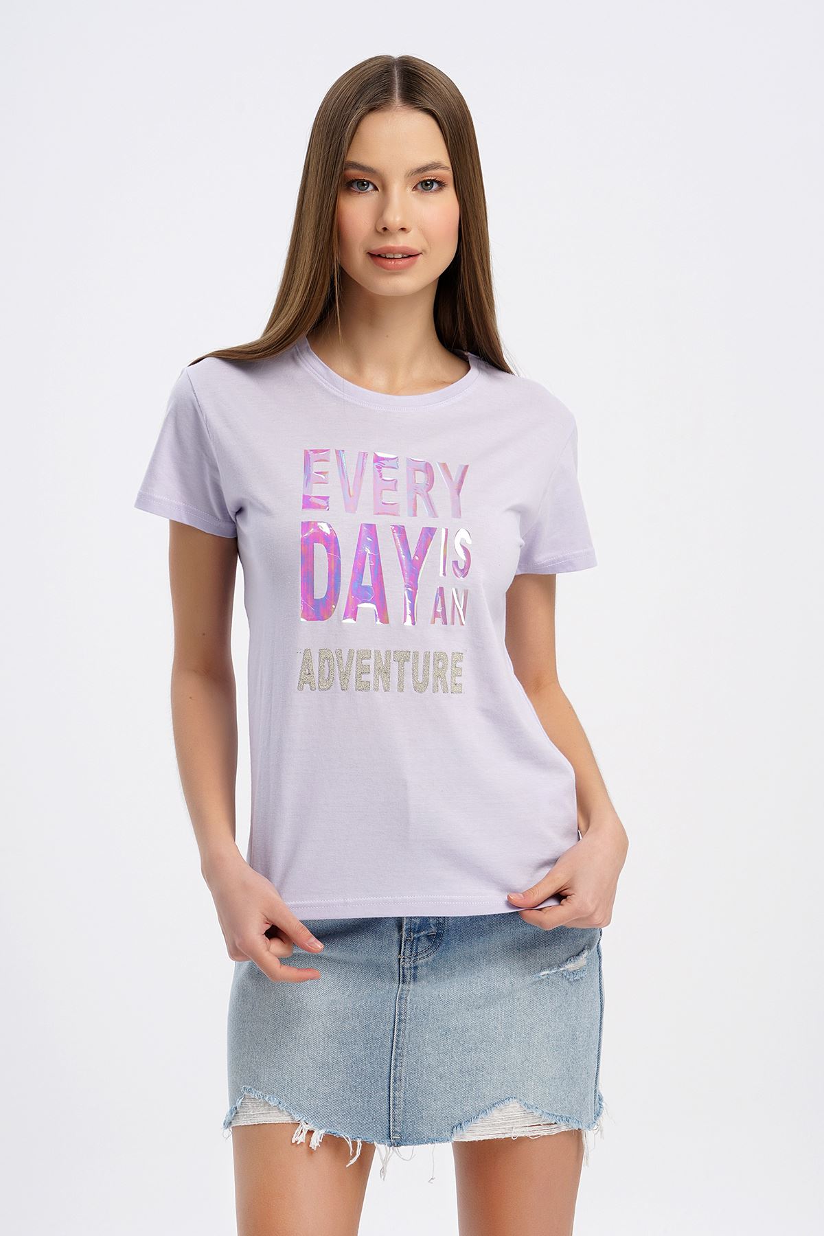 EverDay Baskılı T-shirt-Lila