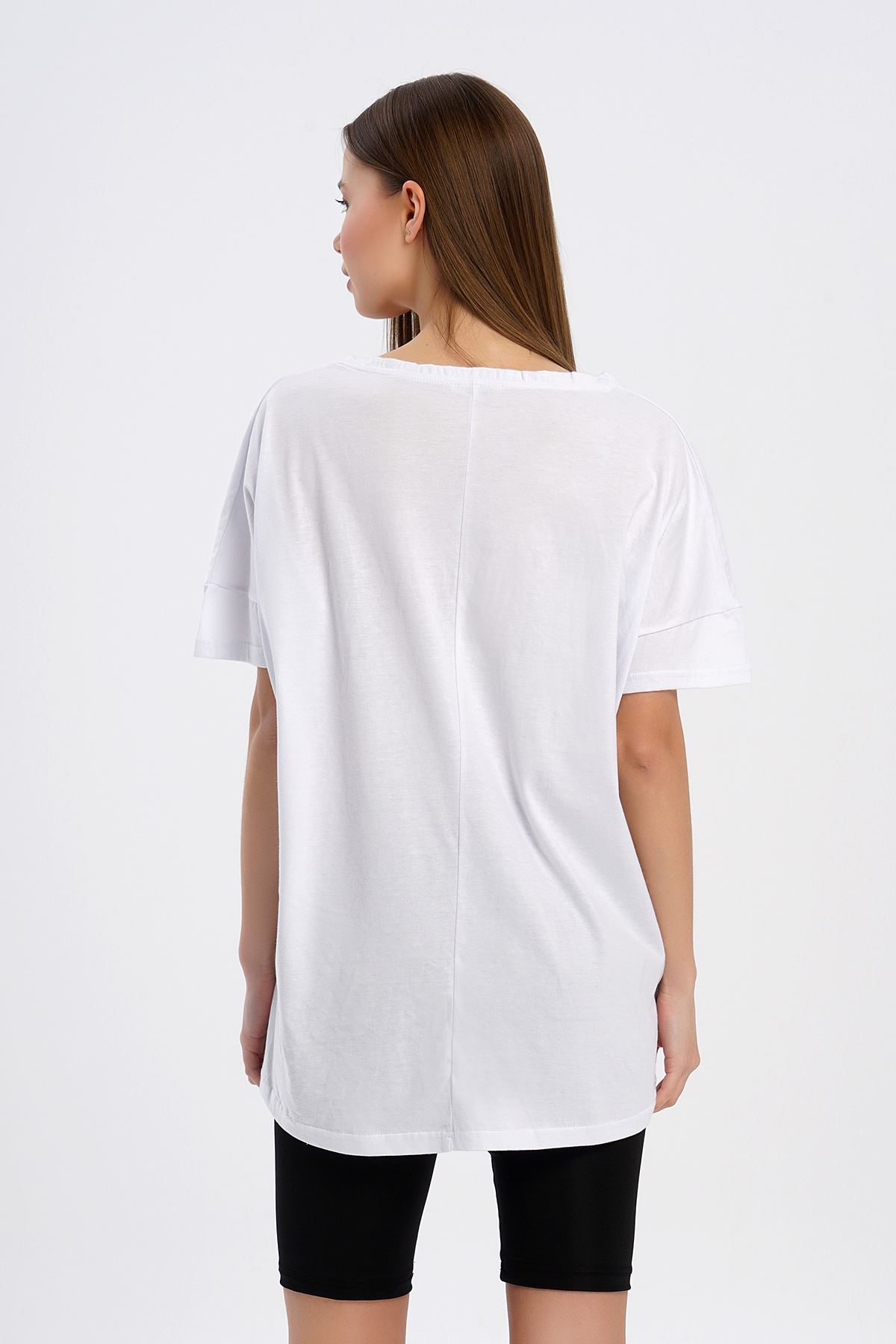 Good Vibes Baskılı T-shirt-Beyaz