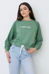 Nakışlı Sweatshirt-Yeşil
