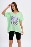Good Vibes Baskılı T-shirt-Yeşil